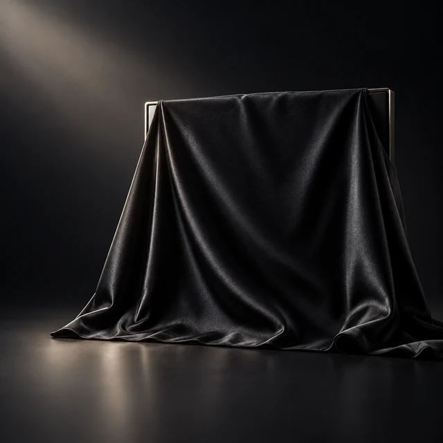 A sign completely covered by black cloth